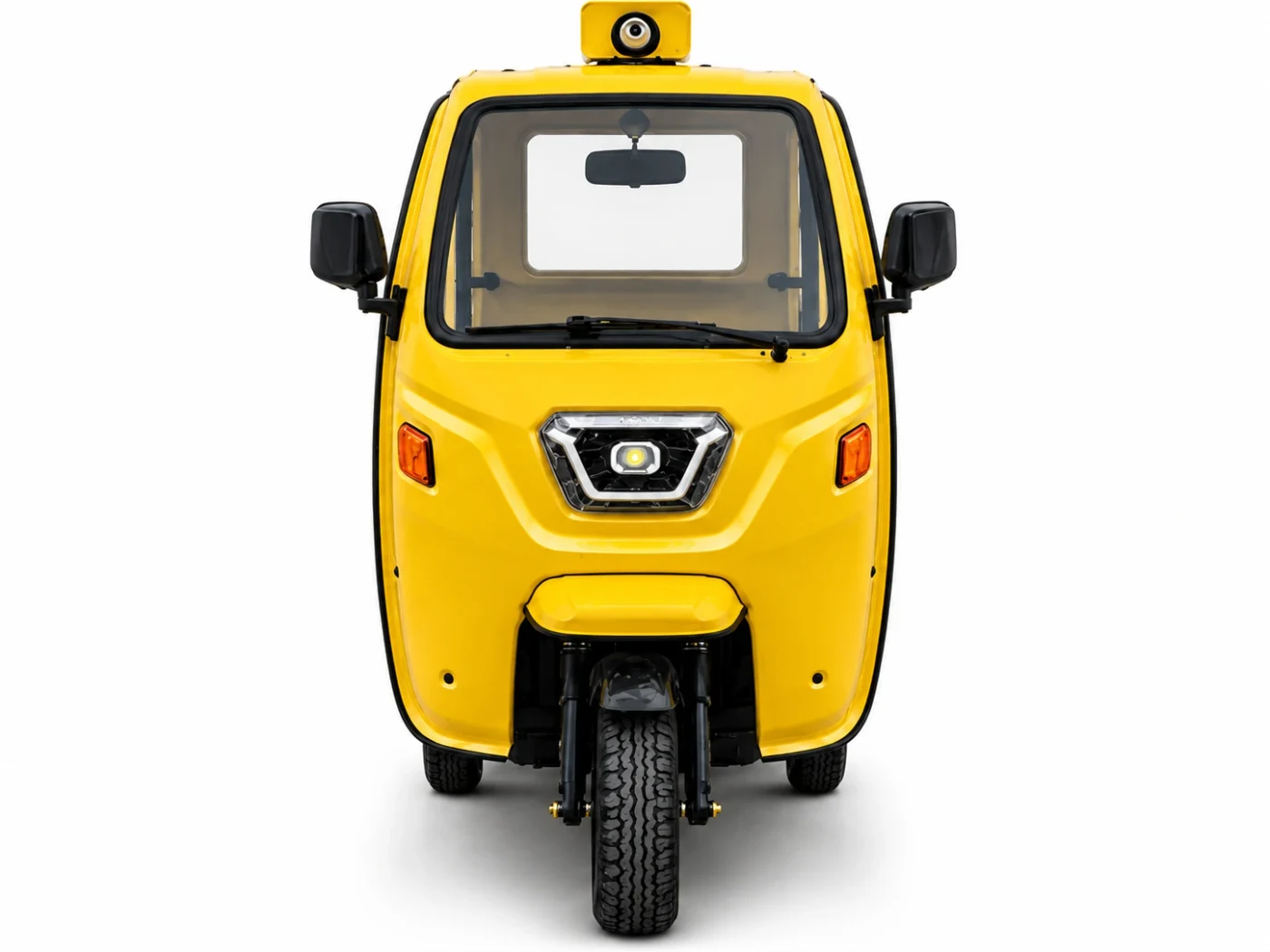 KAFE 500+ electric cargo vehicle in Golden Yellow, front view
